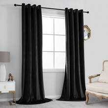 Blackout Curtains Living Room - 96 Inches Long Blocking Curtain Panels, Thermal Insulated Drapes Bedroom/Sliding Door, 2 Panels(W52 X L96 Inch, Ivory) - 黑色 - 查看 2