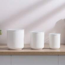 3pcs Multi-Purpose Ceramic Kitchen Storage Jars - Utensil Holder, Vase, Flip-Top Airtight Container, Suitable For Coffee, Tea, Sugar, Kitchen Storage - For Home, Office, Cafe - White - View 3