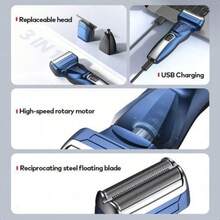 itel ISS-13 3-In-1 Electric Shaver, High-Quality Nose Hair Trimmer, Hair Clipper, Fast Shaving Without Dead Angles, Powerful, Durable And Long-Lasting