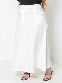 Plus Size Tailored Flared Skirt - White - View 4