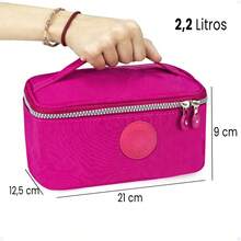 Thermal Lunch Bag For Lunch Box And Small Outings With Strap School And Work Women Men Picnic Hand Travel 2.2 Liter - Blue - View 6
