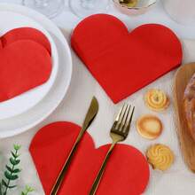 20pcs/40pcs/60pcs/Set Soft Square Heart-Shaped Napkins, 2-Ply, Unfolded Size 31cm*31cm, Suitable For: Wedding, Tea Party, Birthday Party Decoration, Party Decoration, Party Supplies, Holiday Decoration, Holiday Supplies - Red - View 3