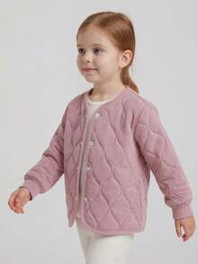 Toddler Girls Jacket Child Cotton Warm Clothes Long Sleeve Fall Winter Coats For Kids Boy Padded Coats Outwear - 紫色 - 查看 3