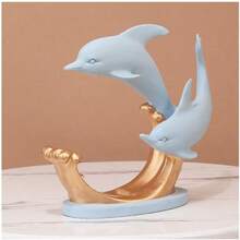 YCreative Dolphin Sauce Modern Peculiar Resin Wine Rack Adornos artesanales Estante para Botellas Craft Display Stand Restaurante Cocina Vino Gabinete Adornos Decorativos - azul claro - Ver 1