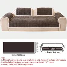 1pc Solid Color Quilted Plush Sofa Cover, Warm And Thick For Winter, White Plush Trim, Minimalist Modern Style, Suitable For Bedroom, Living Room, Office Home Decor, Fits Single, Loveseat, 3-Seater, 4-Seater And Sectional Sofas - Dark Grey - View 13