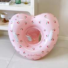 儿童心形充气游泳圈，PVC材质，防倾倒设计，带把手，适合夏季泳池派对和沙滩游戏 - 彩色 - 查看 16