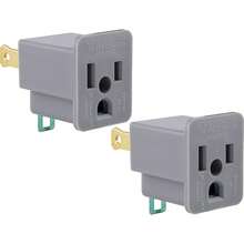 GE Extensor de toma de tierra polarizado, paquete de 2, convierte 2 puntas en 3, fácil de instalar, interior, con certificación UL, gris, 54302 - Gris - Ver 1