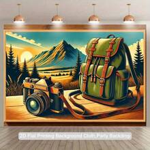 1 pieza, Manta de fondo de fotografía de poliéster en 2D plano, Bandera de fondo 2D para fiesta, Decoración de banner interior y exterior, Accesorios de estudio de fotografía, Suministros de decoración para fiesta de cumpleaños y festival. - Multicolor - Ver 5