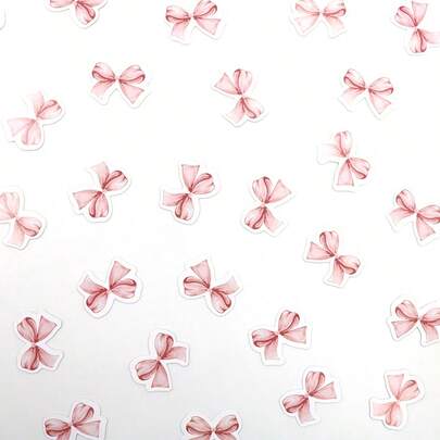 80 unidades de confete de laço rosa, decoração de mesa com glitter e tema de laço para chá de bebê e festa de aniversário (rosa)