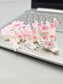 1pc Captivating 3D Printed Cute Chinese Dragon In White And Pink Statue With Joints - Perfect For Home, Office & Car Decor | Ideal Gift For Christmas & More | Plastic, No Batteries Needed (Eye Color May Vary By Batch),3d Figure,Office Decor,3d Printed Animals, - Multicolor - View 2