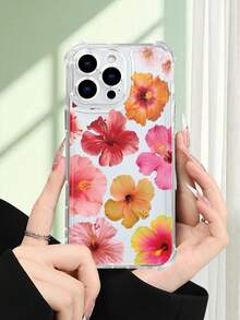 1 pieza Funda de teléfono con diseño de flores de hibisco tropicales en colores vibrantes, estilo exótico y fresco ideal para amantes de la naturaleza y regalos de verano, funda transparente resistente a golpes, ligera y con corte preciso, compatible con iPhone 17/16/15/14/13/12/11/XS/XR/X/PLUS/PRO/PROMAX, compatible con Galaxy A34/A35/A54/A55, Galaxy S20/S21/S22/S23/S24 Ultra/Plus, compatible con Moto/Galaxy/Redmi/Honor/OPPO, regalo de fiesta - transparente - Ver 2