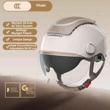 BIBEE Electric Motorcycle Helmet Summer Breathable Electric Bike Open Face Helmet Men Women Dual Lenses Jet Scooter Half Helmets - 深棕色 1.0 - 查看 11