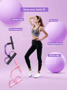 6pcs Elastic Yoga Resistance Bands - Purple PVC Material, Suitable For Full Body Workout, Core Muscle Training, Arm And Leg Exercises, Rowing Practice, And Use With Fitness Equipment - Purple And Pink Options Available. Ideal For Sports, Gym, And Home Workouts. Product Category: Fitness Accessories, Elastic Fitness Bands, Weight Loss Aids, Pilates Equipment, And Resistance Bands. - Multicolor - View 9