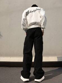 1pc Boys/Teens Vintage Minimalist Cargo Pants, Suitable For Workout, Outdoor, Spring/Autumn - Black - View 2