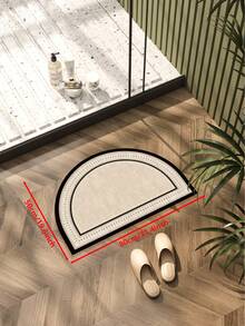 1pc Printed Semi-Circle Shaped Doormat, Suitable For Bathroom Entrance, Sink Area, Kitchen, Balcony, Bar Counter, Etc. Silica Gel Absorbent Cushion Mat, Washable (Spot Clean). Entrance Mat, Moroccan Bath, Easter, Waterproof Easy-To-Clean Kitchen Mat, Anti-Slip Mat - Multicolor - View 13