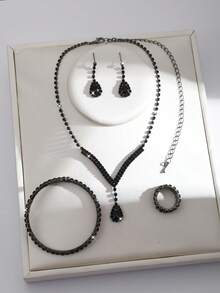 3pcs Women's Jewelry Bridal Set: Teardrop Necklace, Earrings, Bracelet, Suitable For Formal Occasions, Weddings, And Formal Attire