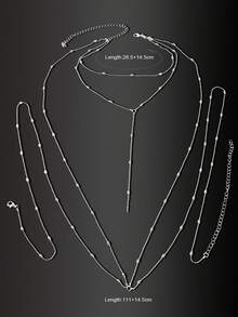 1 chiếc dây đeo ngực/dây đeo thân/dây đeo eo nhiều lớp màu bạc gợi cảm dành cho nữ, phụ kiện trang sức cơ thể. - Bạc - Xem 6