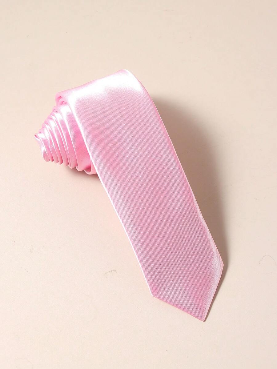 1 Cà vạt nam trơn màu, cà vạt mỏng trang trọng dành cho doanh nhân (5cm) - Hồng - Xem 1