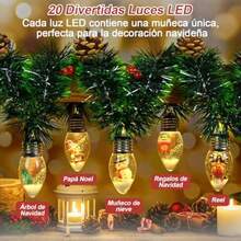 YQQ 3M Guirnalda Navideña con 20 LED Luces Adornos de coronas navideñas Adecuado para Decorar Escaleras Chimeneas Puertas Árboles de Navidad Jardines5735 - verde - Ver 3