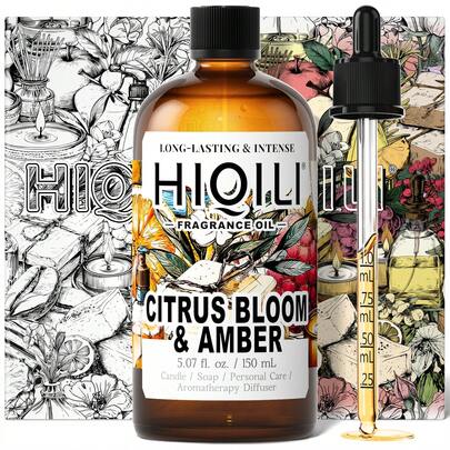  HIQILI 柑橘花香琥珀香氛精油，花香型，适用于蜡烛制作、肥皂制作、香薰机、护发 - 5.07 液体盎司