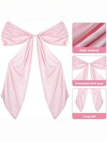 1pc Extra Large Elegant Satin Bow Decor - Giant Wedding, Birthday, Party Backdrop, Christmas Tree Ornament - Light Pink/Soft Pink/Lavender, No Electricity Required - Multicolor - View 8