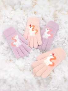زوج/زوجان من قفازات محبوكة دافئة للأطفال، قفازات مخططة بنقشة القلب مع تشطيب مخمل، قفازات شتوية دافئة للبنات لحماية من البرد، مناسبة للارتداء اليومي، هدية مثالية لعيد الميلاد - متعدد الألوان - مشاهدة 7