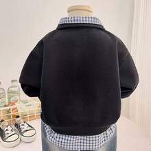 （建议选小一码）男童抓绒卫衣，2025冬季新款男童休闲宽松双领时尚POLO衫 - 黑色 - 查看 2