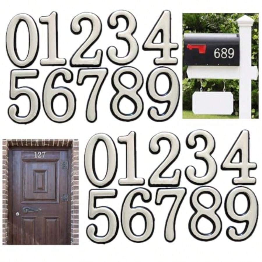 WSXC Mailbox Numbers For Outside House Numbers For Mailbox 3D Self Adhesive Mailbox Numbers 2 Inch Door Address Numbers Stickers For Mailbox Apartment House Trash Bins - Silver - 銀色 - 查看 1