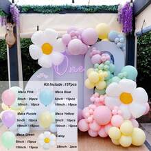 137 Stücke Gänseblümchen Ballon Girlande Bogen Set, pastellfarbene mehrfarbige Ballons für Baby Dusche, Kinder Geburtstag, Dekoration, Braut Party, Hochzeit, Taufe, Konfirmation - Verschiedenfarbig - View 6