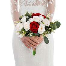 Wedding Bouquets Large For Bride, Wedding Silk Artificial Flowers Roses Wedding Bouquets For Bride Bridesmaid ,Fake Flowers For Wedding Party, Ceremony, Anniversary & Home Decor - Red - View 9