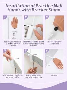 Veikmv 亚克力美甲练习手，逼真硅胶模型手，手指灵活，适用于亚克力美甲、凝胶美甲练习，包含完整的美甲入门套装，含美甲刷和指甲锉。 - 米色 - 查看 9