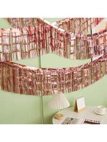 1pc Shimmering Foil Tassel Banner,Metal Fringe Wall Decor Hanging Background Table Skirt Deco, Suitable For Decorating Parade Floats, Single Party, Weddings, Birthdays, Halloween,Christmas Party Decorations - Multicolor - View 7