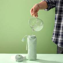 Silicone Folding Bottle Adult Portable Reusable Plastic Cups Outdoor Travel Gym Water Bottle Motivational Drinking Bottle - 灰色 - 查看 3