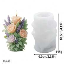 1pc Floral Bouquet Silicone Candle Mold, DIY 3D Multi-Layer Flower Candle & Fragrance Stone Craft Making Mold - White - View 13