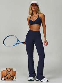 MASKERT "2-Piece Set" Women's Set,Yoga Exercise Suit Vest Set Tight Running Exercise Suit Fitness Suit Set Home Leisure Comfortable Skin Friendly - Màu xanh hải quân - Xem 1