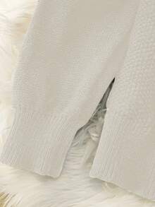 Sylvia 女士简约百搭圆领宽松透气针织套头毛衣，适合日常穿着、通勤、办公、下午茶、旅行等场合。 - 杏色 - 查看 6