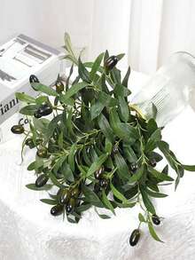 4pcs, Realistic Artificial Olive Leaf Tree Branch With Fruit For Home Garden Decoration, Wedding Bouquet, Silk Flower Arrangement, Creative Gift, Holiday Accessory, Birthday Party Supplies, Birthday Gift, Aesthetic Home Decor, Party Packs