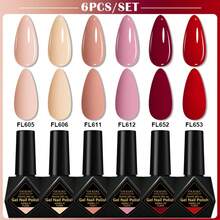 FOUR LILY 10ml 6支装红色系列凝胶指甲油，节日闪亮半永久美甲，UV LED卸甲 - 紅色 - 查看 12