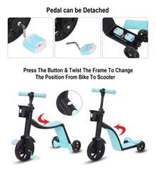 Triciclo bicicleta de equilibrio 3 en 1 infantil - Azul Cadete - Ver 2