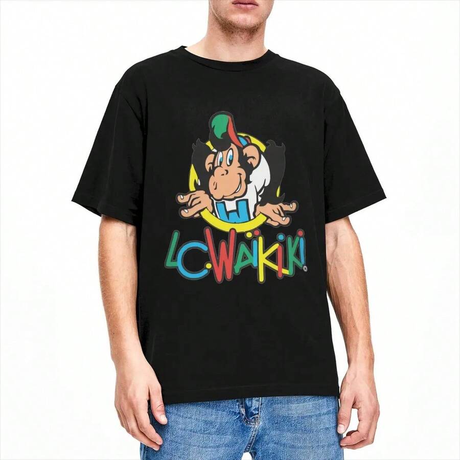 Singe Singe Cartoon T-Shirt Merch Men Women 100% Cotton Crew Neck Short Sleeve T-Shirt Clothing Gift Idea - Black - View 1