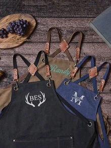 Celemek Kanvas Tebal dengan Teks/Logo Kustom, Tahan Air dan Minyak, Cocok untuk Dapur Rumah, Berkebun di Luar Ruangan, Katering, Pakaian Kerja Denim, Hadiah Luar Biasa untuk Ayah, Celemek Bar, Celemek Bengkel Kanvas dengan Kantong, Hadiah Kustom, Celemek Dapur, Celemek BBQ, Celemek Bartender - beraneka warna - View 2