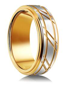 1Pc 8mm New Arrival Men Jewelry Tungsten Ring Wedding Band Silvery Golden Plated For Christmas Gift Finger Ring