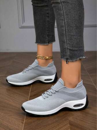 Women's White & Pink Slip-On Athletic Casual Air Cushion Shock Absorbing Running Shoes, Casual Shoes, Dance Shoes, Nurse Shoes, Rocking Shoes, Platform Shoes