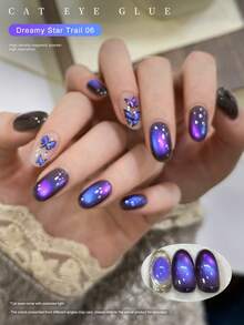 XEIJAYI 1支15毫升反光猫眼磁性美甲凝胶浸泡UV LED凝胶沙龙女性美甲工具时尚全息美甲 - 藍紫色 - 查看 3