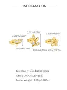 1 Set Plant 925 Sterling Silver Earring Women Classic Stud Earring Flat Back Classic Helix Cartilage For Daily Wear Wedding Party Engagement Christmas Gifts Fine Jewelry