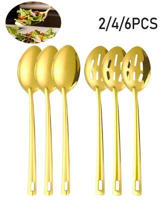 2/4/6 piezas Cucharón de acero inoxidable con punta, cuchara de cocina y restaurante, cuchara de servir cuadrada para saltear y mezclar, adecuada para cocina, restaurante, fiesta y buffet