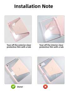 360°旋转亚克力高透明可折叠平板电脑保护套，适用于iPad Mini 6/Mini 7/Air/Air2/9.7/10.2/10.5/Air4/Air5/第十代/10.9/Pro11/Air11(M2)2025/Air13(M2)2024/Pro11(M4)2024/Pro13(M4)2024 12.9英寸/Air 13(M3)2025/Air 11英寸(M3)2025/(A16) 11英寸第十一代2025款。高透明亚克力后盖，360°多角度旋转支架，内置笔槽，软边全包覆设计，简约/休闲/经典平板电脑保护套。本产品不包含触控笔。 - 粉色 - 查看 10