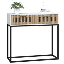 Console Table White 80x30x75 Cm Engineered Wood And Iron - White - View 4