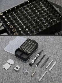 115合1精密螺丝刀套装，配备磁性维修工具，防滑人体工学手柄设计，适用于智能手机、笔记本电脑、手表和其他电子产品。采用铬钒钢材质，具有防震功能，包含六角形、五角形、十字形等20多种不同形状（随机发货）。 - 黑色 - 查看 8