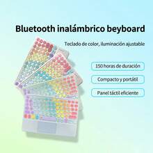 Teclado Inalambrico Bluetooth Tactil Touchpad Recargable Con Diseño Multicolor Mini Teclado Compatible Con Celular, Tablet, Laptop, Computadora android, ios y windows - Multicolor - Ver 3
